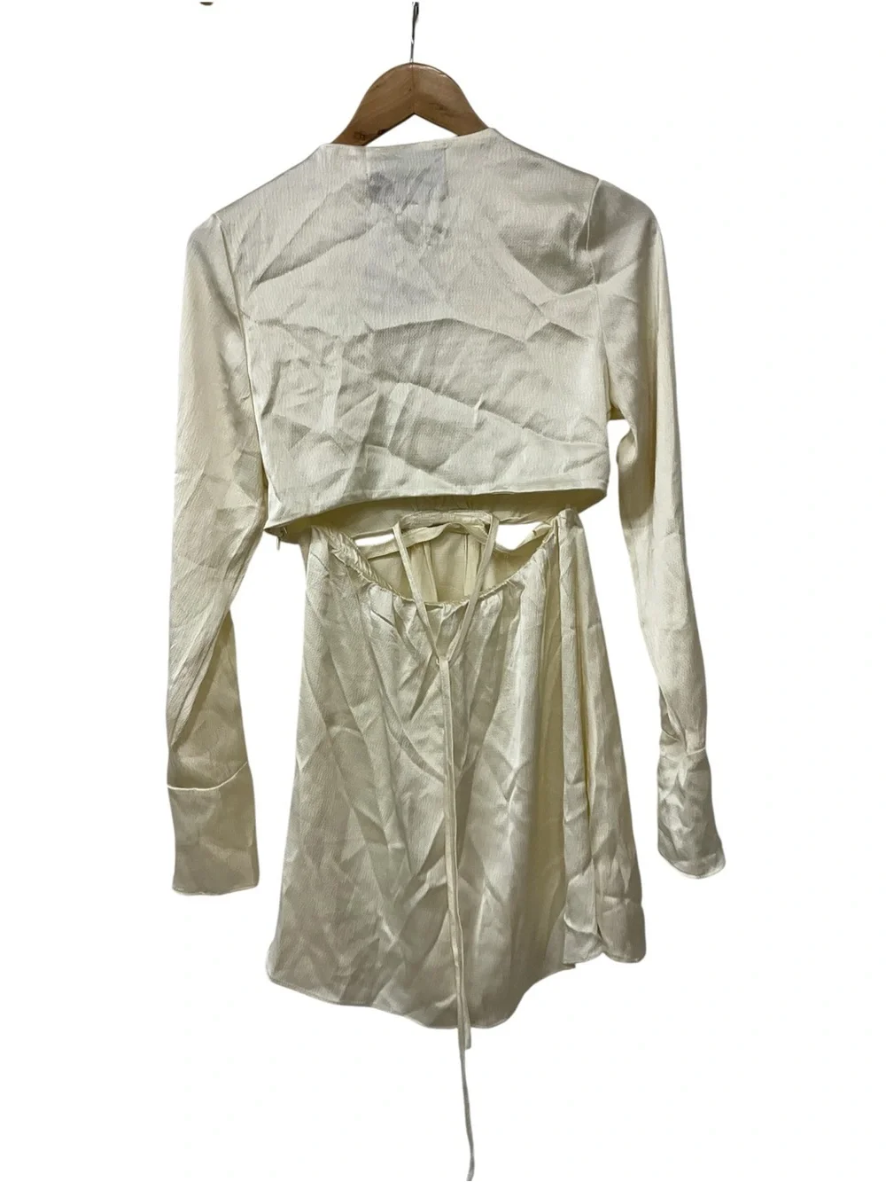 Miyake Archive Cream Satin Cutout Dress XS
